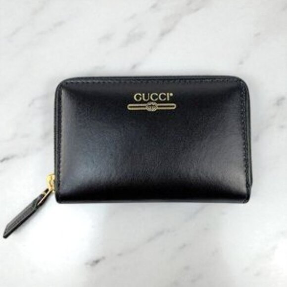 NIB Authentic Gucci zip card case wallet with gucci logo in black - Picture 2 of 5